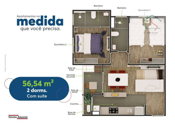 Imagem Apartamento com 2 Quartos à Venda,  em Hortolândia