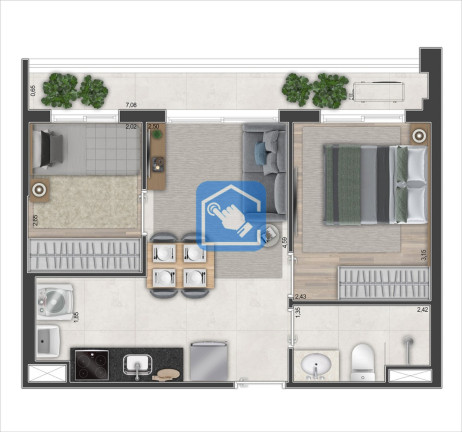 Foto do imóvel Apartamento com 2 Quartos à Venda, 45 m² em Bela Vista - São Paulo