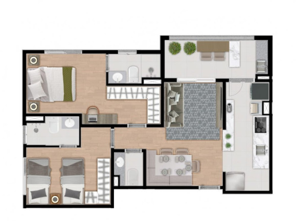 Imagem Apartamento com 2 Quartos à Venda, 66 m² em Taboão - Bragança Paulista