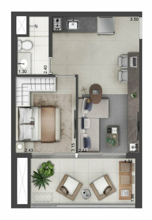 Imagem Apartamento com 1 Quarto à Venda, 43 m² em Santo Amaro - São Paulo Imagem Apartamento com 1 Quarto à Venda, 43 m² em Santo Amaro - São Paulo