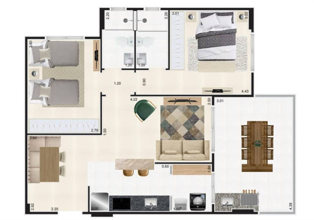Apartamento com 2 Quartos à Venda, 76 m² em Jardim Caiahu - Mongagua