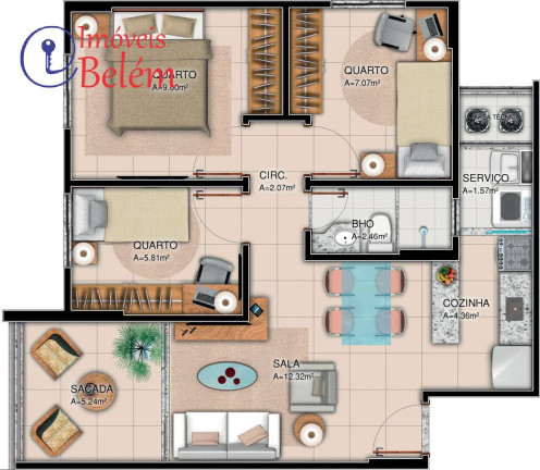 Imagem Apartamento com 2 Quartos à Venda, 49 m² em Pedreira - Belém Imagem Apartamento com 2 Quartos à Venda, 49 m² em Pedreira - Belém