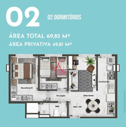 Imagem Apartamento com 2 Quartos à Venda, 49 m² em Brasília - Cascavel
