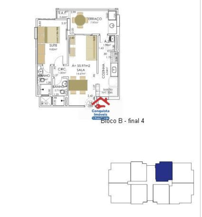Imagem Apartamento com 1 Quarto à Venda, 55 m² em Aviação - Praia Grande
