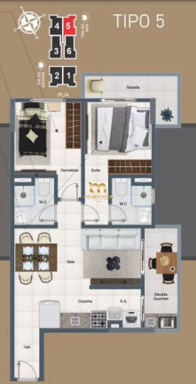 Imagem Apartamento com 2 Quartos à Venda, 57 m² em Guilhermina - Praia Grande