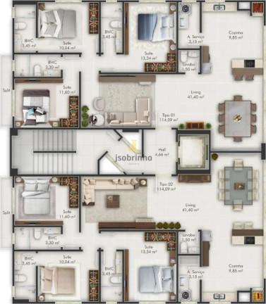 Apartamento com 3 Quartos à Venda, 114 m² em Perequê - Porto Belo