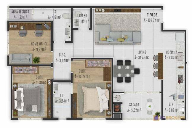 Imagem Apartamento com 3 Quartos à Venda, 109 m² em Praia Brava - Itajaí