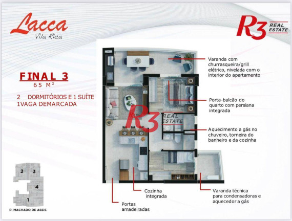 Imagem Apartamento com 2 Quartos à Venda, 65 m² em Vila Rica - Santos