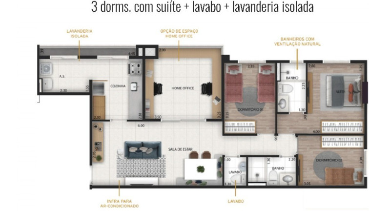Apartamento com 3 Quartos à Venda, 83 m² em Centro - Diadema