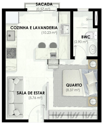 Imagem Apartamento com 2 Quartos à Venda, 45 m² em Bacacheri - Curitiba Imagem Apartamento com 2 Quartos à Venda, 45 m² em Bacacheri - Curitiba
