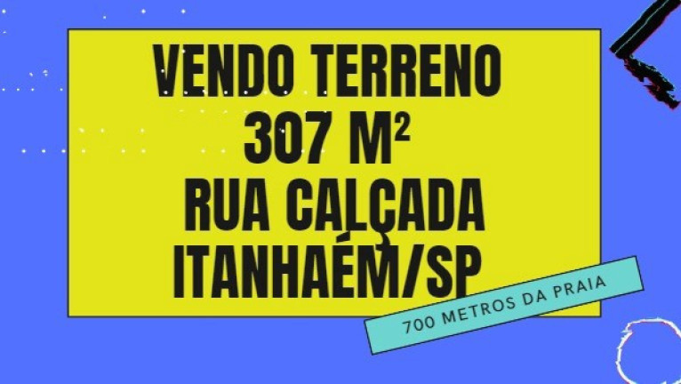 Terreno à Venda, 307 m² em Jardim Das Palmeiras - Itanhaém