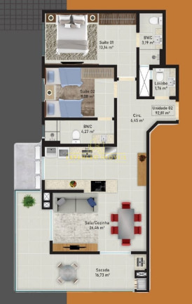 Imagem Apartamento com 2 Quartos à Venda, 92 m² em Barreiros - São José