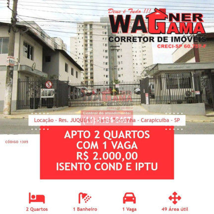 Apartamento com 2 Quartos para Alugar, 49 m² em Vila Santa Terezinha - Carapicuíba