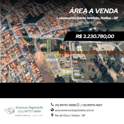 Terreno à Venda, 6.874 m² em Loteamento Santo Antônio - Itatiba