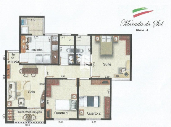 Imagem Apartamento com 3 Quartos à Venda, 88 m² em São José - Santa Maria