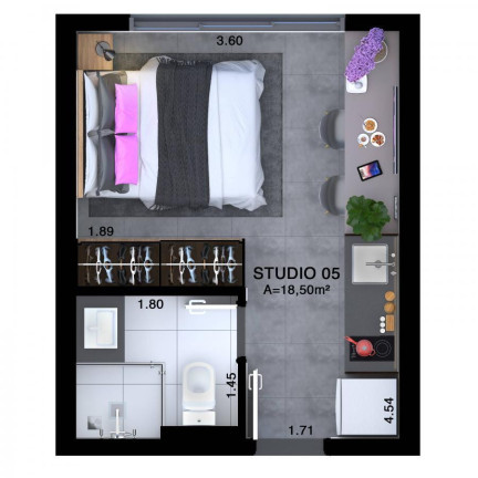 Imagem Apartamento com 1 Quarto à Venda, 18 m² em Rebouças - Curitiba