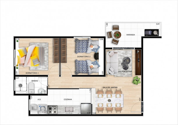 Imagem Apartamento com 2 Quartos à Venda,  em Guaratinguetá