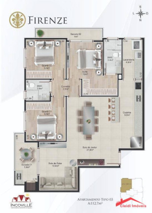 Imagem Apartamento com 3 Quartos à Venda, 111 m² em Costa E Silva - Joinville