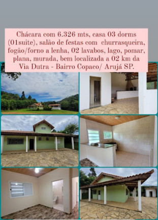 Imagem Chácara com 3 Quartos à Venda, 300 m² em Chácaras Copaco - Arujá Imagem Chácara com 3 Quartos à Venda, 300 m² em Chácaras Copaco - Arujá
