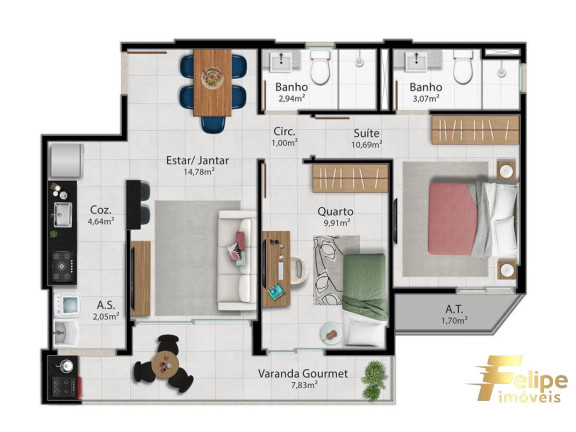 Imagem Imóvel com 2 Quartos à Venda, 65 m² em Jardim Camburi - Vitória