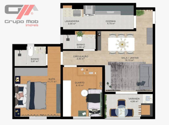Imagem Apartamento com 2 Quartos à Venda, 66 m² em Residencial Portal Da Mantiqueira - Taubaté