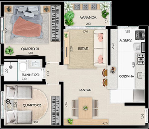 Imagem Apartamento com 2 Quartos à Venda, 52 m² em São Luís - Volta Redonda