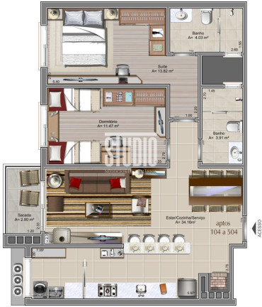 Apartamento com 2 Quartos à Venda, 83 m² em Planalto - Carlos Barbosa