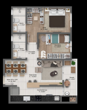 Imagem Apartamento com 2 Quartos à Venda, 63 m² em Nossa Senhora Do Rosário - Santa Maria Imagem Apartamento com 2 Quartos à Venda, 63 m² em Nossa Senhora Do Rosário - Santa Maria