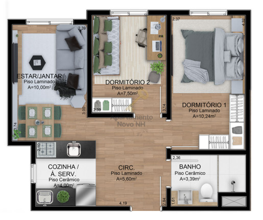 Imagem Apartamento com 2 Quartos à Venda, 49 m² em Canudos - Novo Hamburgo Imagem Apartamento com 2 Quartos à Venda, 49 m² em Canudos - Novo Hamburgo