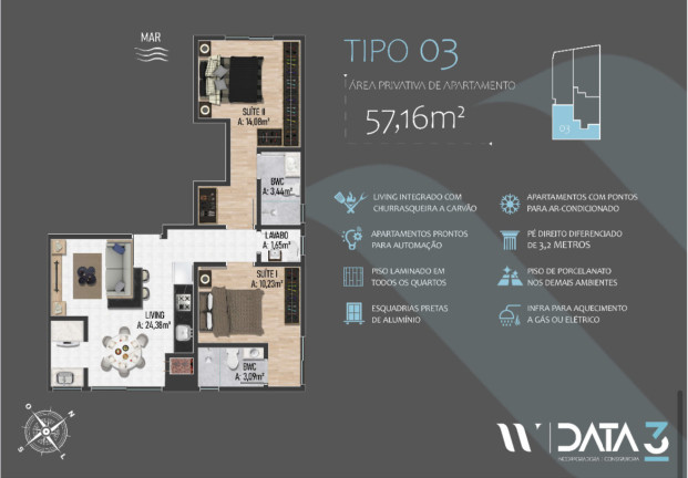 Imagem Apartamento à Venda, 57 m² em Alto Pequerê - Porto Belo Imagem Apartamento à Venda, 57 m² em Alto Pequerê - Porto Belo