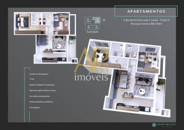 Imagem Apartamento com 2 Quartos à Venda, 68 m² em Kobrasol - São José