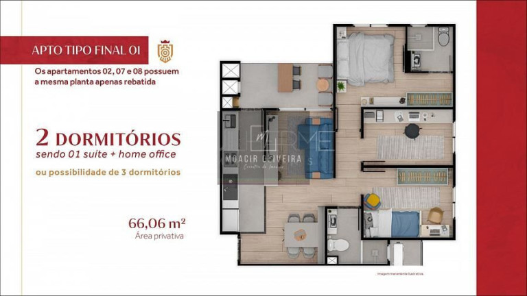 Imagem Apartamento com 3 Quartos à Venda, 66 m² em Jardim Oriental - Ourinhos