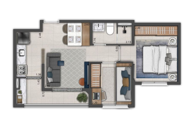Apartamento com 2 Quartos à Venda, 39 m² em Alto De Pinheiros - São Paulo