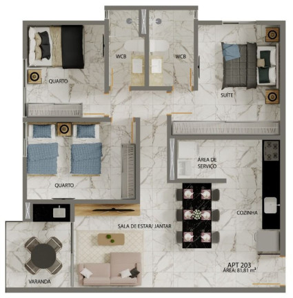Imagem Apartamento com 2 Quartos à Venda, 57 m² em Jardim Oceania - João Pessoa