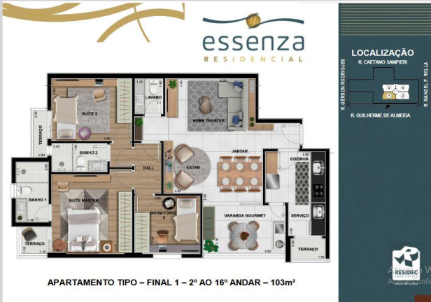 Apartamento com 3 Quartos à Venda, 103 m² em Vila Nova Cidade Universitária - Bauru