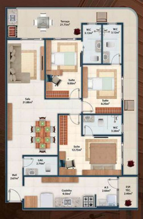 Imagem Apartamento com 3 Quartos à Venda, 118 m² em Guilhermina - Praia Grande