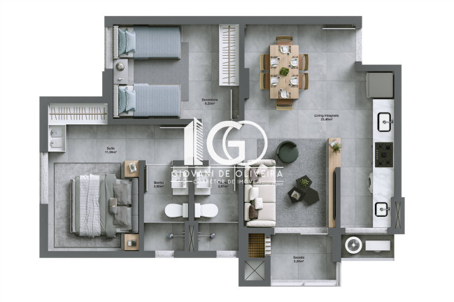 Imagem Apartamento com 2 Quartos à Venda, 66 m² em Comerciário - Criciúma