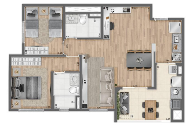 Imagem Apartamento com 3 Quartos à Venda, 70 m² Imagem Apartamento com 3 Quartos à Venda, 70 m²