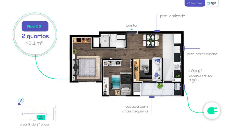 Imagem Apartamento com 2 Quartos à Venda, 49 m² em Capão Raso - Curitiba Imagem Apartamento com 2 Quartos à Venda, 49 m² em Capão Raso - Curitiba