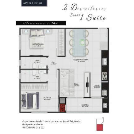 Imagem Apartamento com 2 Quartos à Venda, 67 m² em Tabuleiro - Camboriú