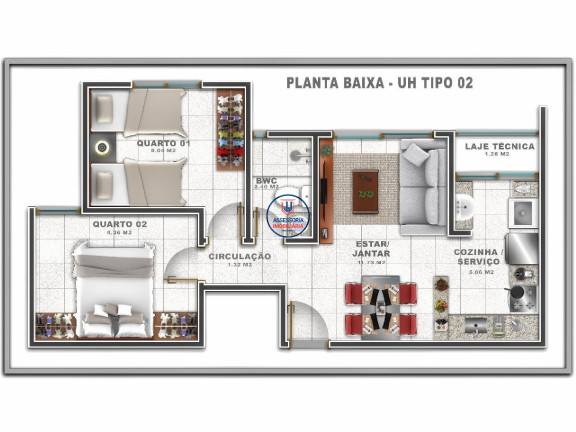 Imagem Apartamento com 2 Quartos para Alugar ou Temporada, 44 m² em Planalto - Natal