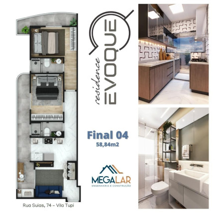 Imagem Apartamento com 2 Quartos à Venda, 56 m² em Tupi - Praia Grande