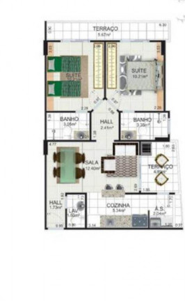 Apartamento com 2 Quartos à Venda, 73 m² em Forte - Praia Grande