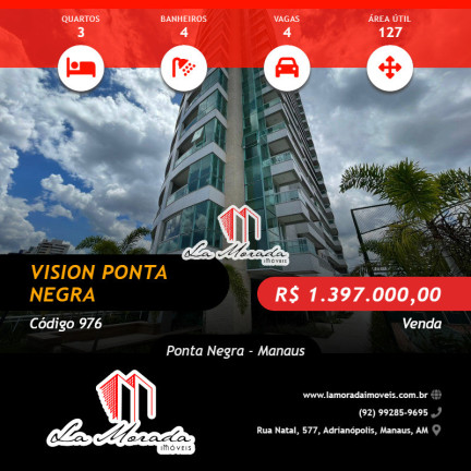 Apartamento com 3 Quartos à Venda, 127 m² em Ponta Negra - Manaus