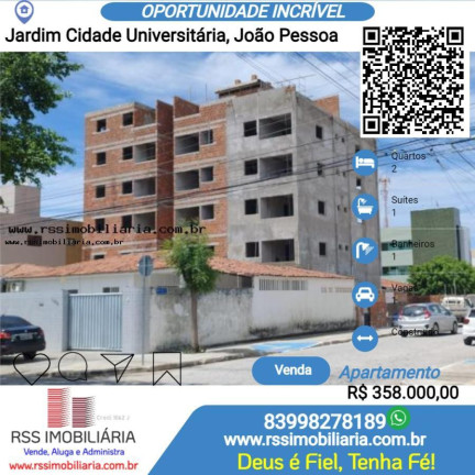 Apartamento com 2 Quartos à Venda, 58 m² em Jardim Cidade Universitária - João Pessoa