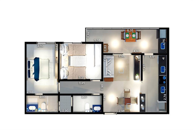 Imagem Apartamento com 2 Quartos à Venda, 66 m² em Guilhermina - Praia Grande