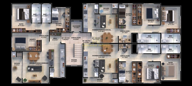 Imagem Apartamento com 3 Quartos à Venda, 79 m² em Pedra Branca - Palhoça Imagem Apartamento com 3 Quartos à Venda, 79 m² em Pedra Branca - Palhoça