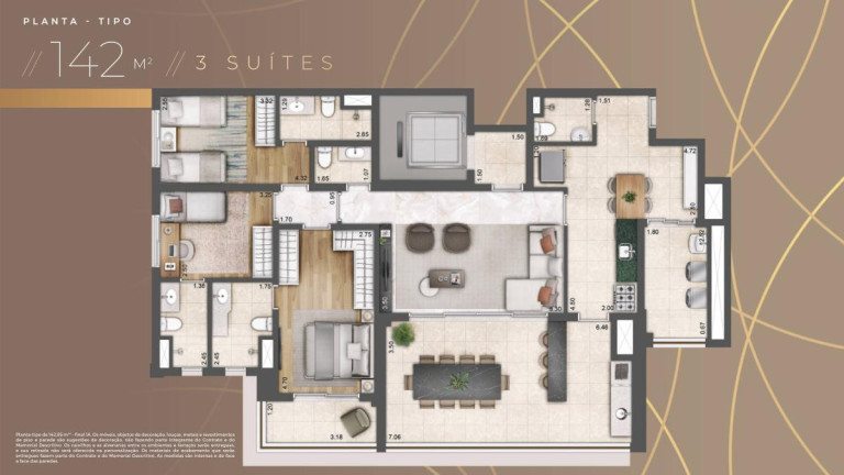 Imagem Apartamento com 3 Quartos à Venda, 142 m²