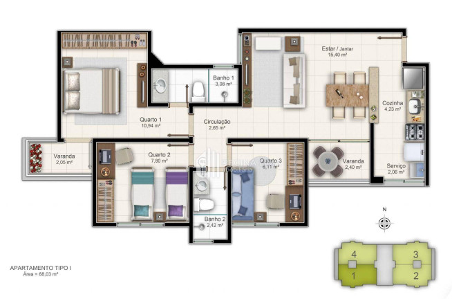 Imagem Apartamento com 3 Quartos à Venda, 68 m² em Cristo Rei - Teresina