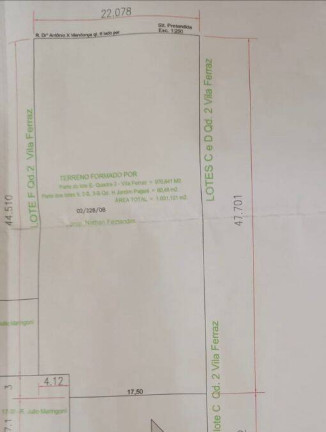 Imagem Terreno à Venda, 1.031 m² em Vila Santa Tereza - Bauru Imagem Terreno à Venda, 1.031 m² em Vila Santa Tereza - Bauru